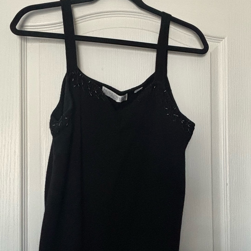 Black Sleeveless beaded camisole sweater with matching cardigan
